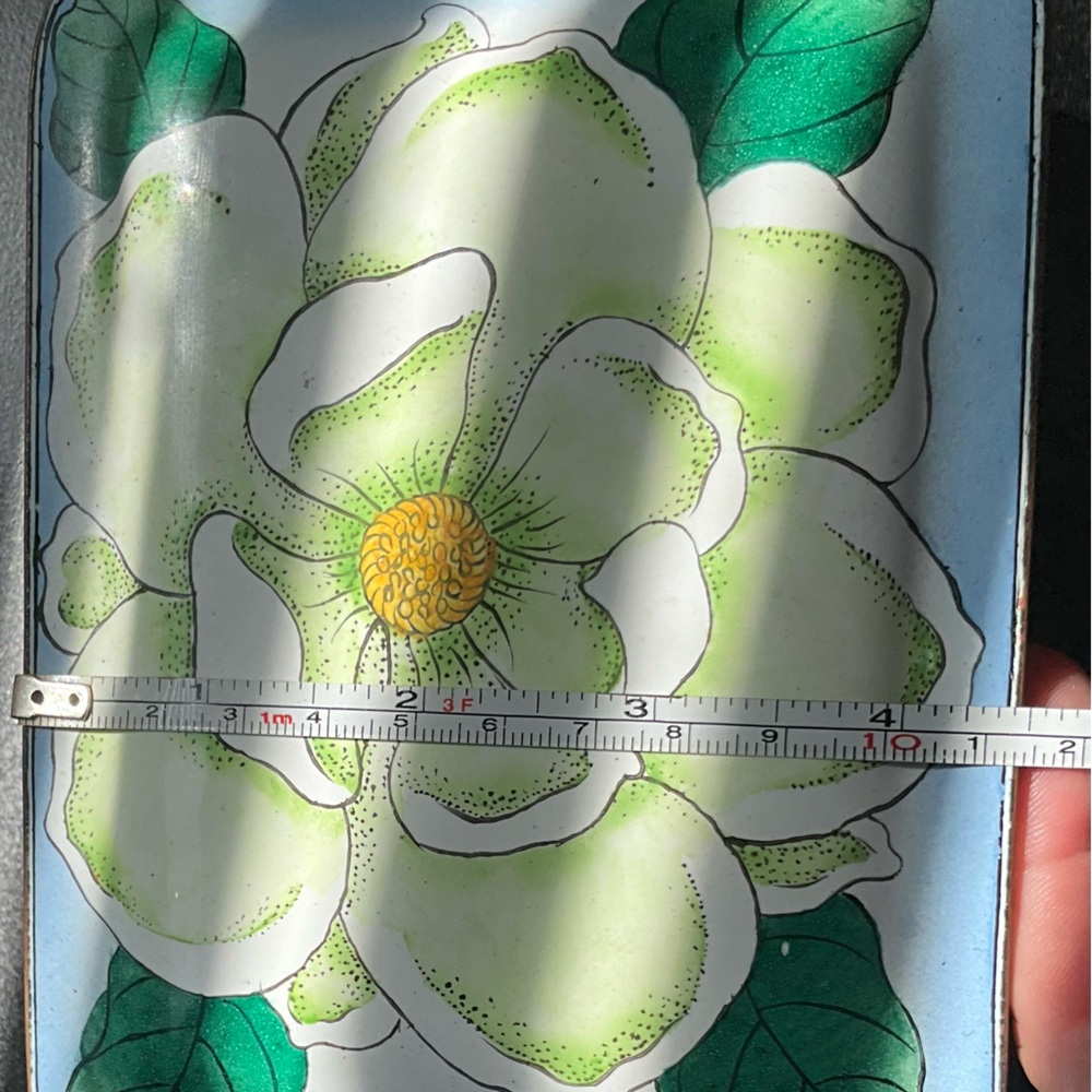 Magnolia 🌿 Asian Cloisonné Beautiful Enamel Trinket Box - Picture 11 of 14